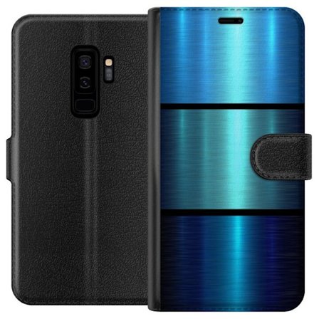 Kompatibelt Lommeboketui til Samsung Galaxy S9+ Blå Metalliske Striper