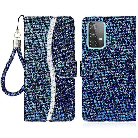 KZQ-Glittrigt Pulver Fullständigt Skydd Mobiltelefonfodral Ställ Plånboksfodral för