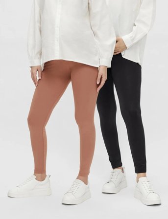 Mamalicious Mlcharlie Jersey Leggings 2-Pack A. - Brown - XS