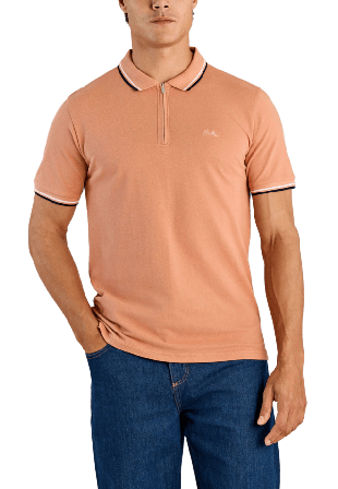 Lindbergh Polo shirt w. zip neck Överdelar Herr Rosa XXL
