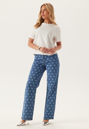 VERO MODA - Vmtessa Hr Wide Jeans Print - Medium Blue Denim Print:hearts - Kläder - - Bubbleroom