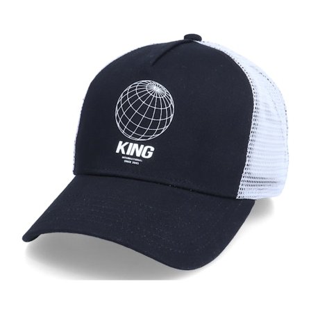 King Apparel - Musta trucker Lippis - Bethnal Mesh Black/White Trucker @ Hatstore