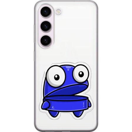 Kompatibel Mobilcover til Samsung Samsung Galaxy S23 Blå tegneseriefigur med åbent udtryk og store øjne i sjov illustration