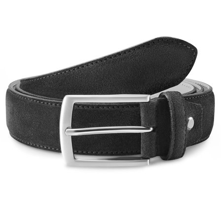 Ceinture en cuir suédé noir pour hommes - Ceintures en cuir