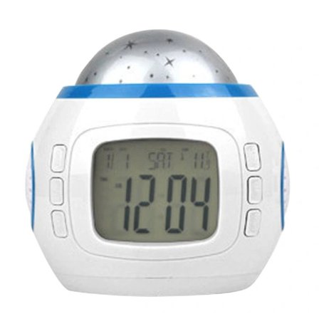 LED-stjerneprojektionsvækkeur digital snooze-ur natlys ur med kalendertermometer snooze-funktion til børn