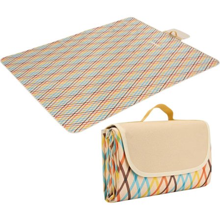 Vanntett Piknikteppe - 200×200cm med Håndtak - Sandfritt Vaskbart Sammenleggbart Strandteppe - Utendørsteppe for Hage, Camping