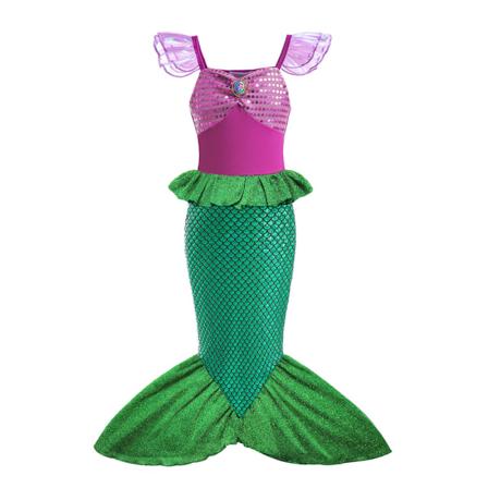 Den Lille Havfrue Ariel Prinsesse Kostume Barnklänning Til Piger Cosplay Børn Karneval Fødselsdagsfest Tøj Havfruekjole 5T(størrelse 120)