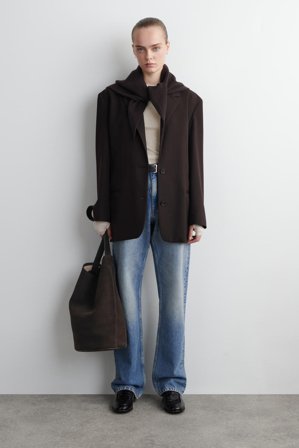 COS Women's Oversized Wool Triangle Scarf in Brown