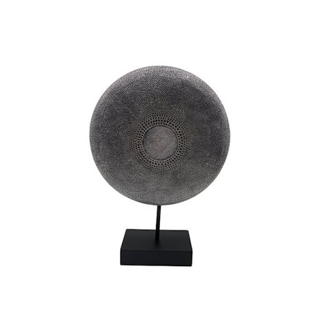 Dekorativ polyresin totem, sølv antik, 25x7x36cm