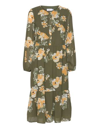 Viadeline L/S Midi Shirt Dress/Pb Knælang Kjole Multi/mønstret Vila