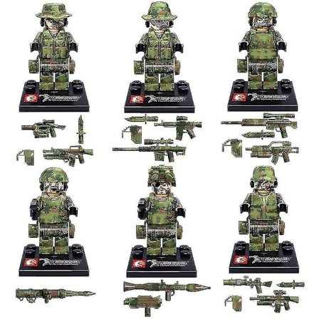 6pcs Military Building Blocks Falcon Commando Minifigure Assembling Doll Toy