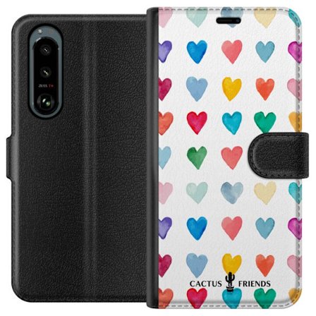 Yhteensopiva Lompakkokotelo Sony Sony Xperia 5 III Cactus and Friends - Watercolor Love Grid