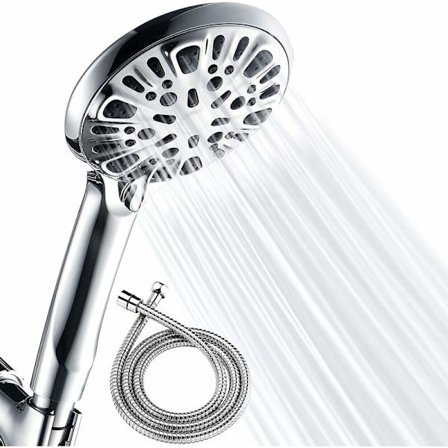 Handdusch med 9 sprayinställningar - Högtrycksduschhuvud med flexibel slang