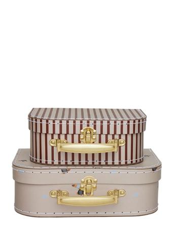 Mini Suitcase Toucan & Stripe - Set Of 2 Home Kids Decor Storage Storage Boxes Beige OYOY MINI