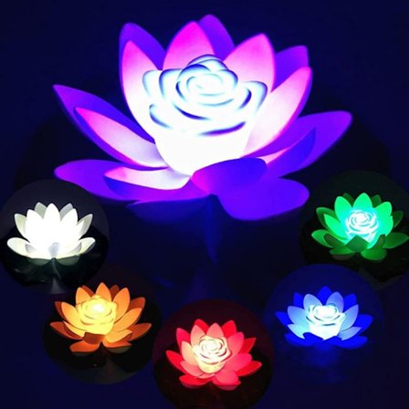 Kunstig flydende vandlilje lotus pool lys LED flydende lotus vandlilje til T