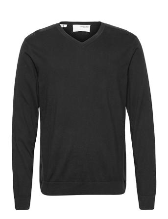 Slhberg Ls Knit V- Neck B Ex Black Selected Homme