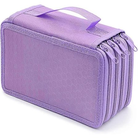 Kuuma tarjous edulliseen hintaan! Penaali/kynäkotelo 72 reiällä kouluun ja toimistoon, suuri kapasiteetti useassa kerroksessa (Lila)-Iloinen