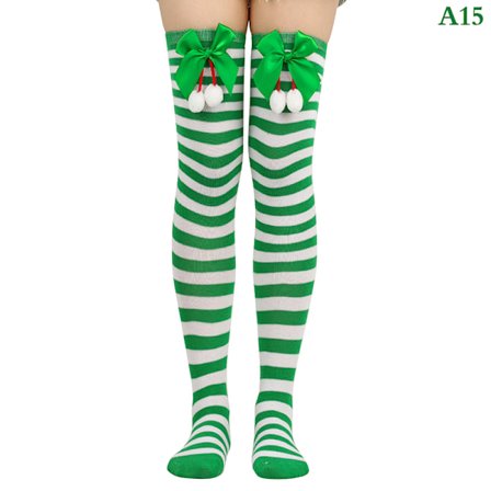 Julekule Tights Stripete Lange Strømper Juledekorasjon