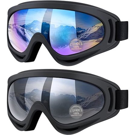 Skibriller, Ski- og Snowboardbriller til Drenge og Piger, Drenge og Piger, Ungdom, Anti-Glare, Anti-Fog Snowboardbriller Briller 2 Pakke