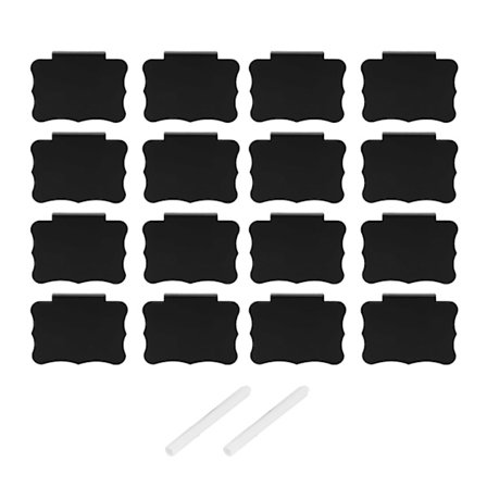 16 stk. Plastkurve Etiketklemme Aftagelig Etiket Køkkenopbevaring Kurv Etiketklemme med 2 stk. Hvide Kridtmarkører