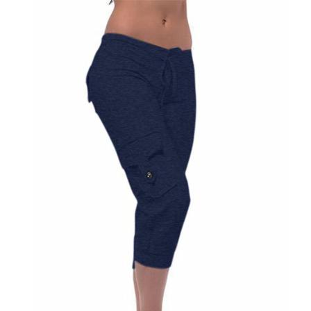 Knä-träningsbyxor Med Dragsko För Kvinnor Blue M