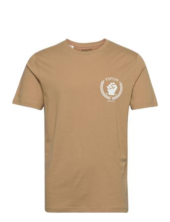 Slhregbrice Ss O-Neck Tee Beige Selected Homme