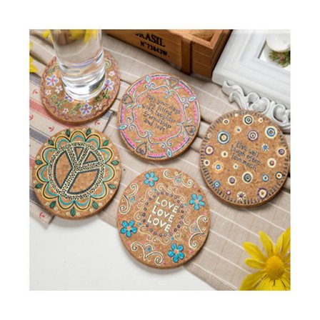 4 stk. Drikkebrikker Runde Varmeisolerende Naturlig Kork Koppmatte Bordplate Dekor - Tilfeldig Stil - Tilfeldig Stil