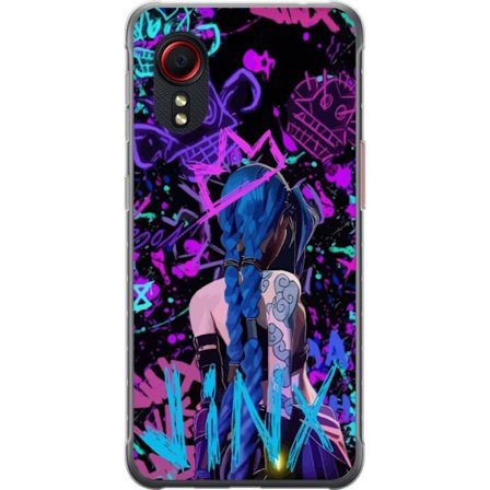 Yhteensopiva Puhelinkuori Samsung Samsung Galaxy Xcover 5 Värikäs graffitipiirustus, jossa on sinipäinen hahmo urbaanissa katutaidetyylissä