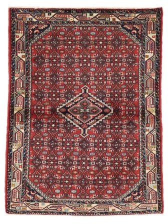 Hand Knotted Persian Hamadan Rug 105X145 Black/Dark Red