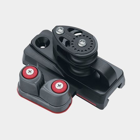 Harken 32mm ESP ändkontroll - double sheave, cam cleat, set om 2 i svart aluminium för 2:1 till 4:1 system
