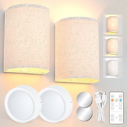 Vegglamper, sett med to, batteridrevet, 3 farger endringsbare