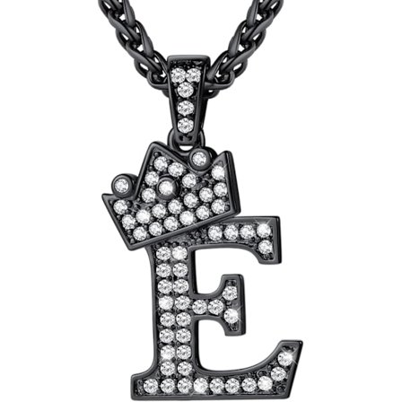 Krone Initial A-Z Halskjede, Iced Out Bokstavanheng med 22-24 Tommers Kjede, Menn Kvinner Bling Hip Hop Alfabet Navn Smykker Gave Store Initialer 