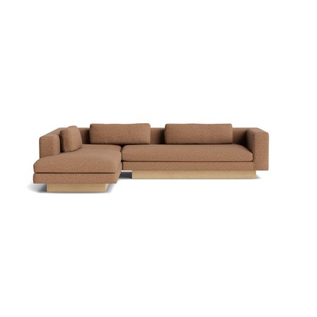 Manhattan Chaiselong Sofa, Venstrevendt - Sneak Kobber - 295x240x75cm - Råhvid Sofa med Nozag Fjedre, massive egetræsben & 3 Rygpuder