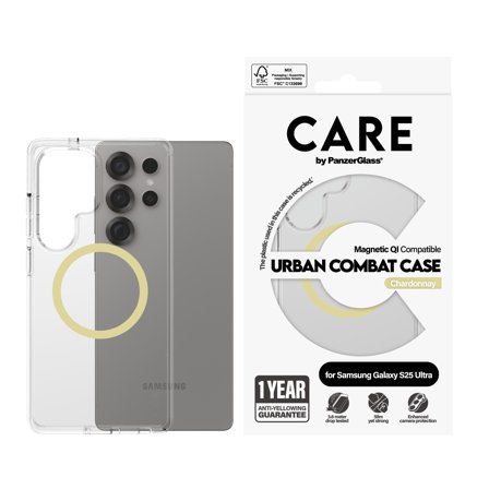 PanzerGlass CARE by PanzerGlass Flagship Case Transparent Urban Combat with Color1 QI Compatible Samsung S25 Ultra