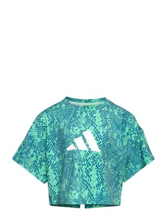 G Ti Aop Tee T-shirts Sports Tops Grønn Adidas Sportswear*Betinget Tilbud