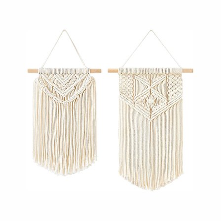 2 stk. Væghængende Lille Kunst Vævet Gobelin Boho Chic Hjem Decor Lejlighed Kollegieværelse Dekoration, 30cm (L) x 30cm (B) og 40cm (L) x 25cm (B)