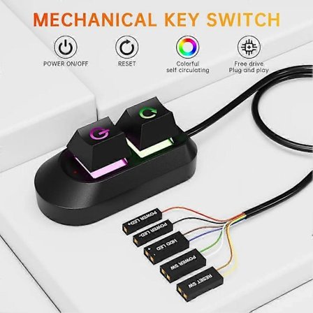 Ekstern kontakt og genstarts-knap til stationær computer - Strømudvidelseskabel