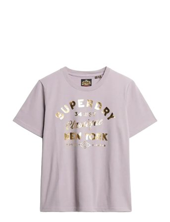 Luxe Metallic Logo Relaxed Tee Purple Superdry