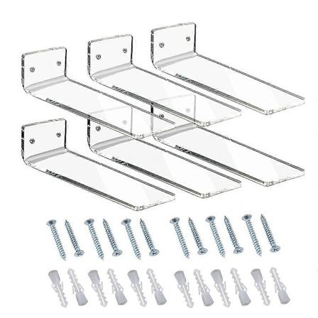 RY-6-pakning Akryl Flytende Hyller for Sneakers, Transparent Skostativ for Samleobjekter Sko & Sneakers