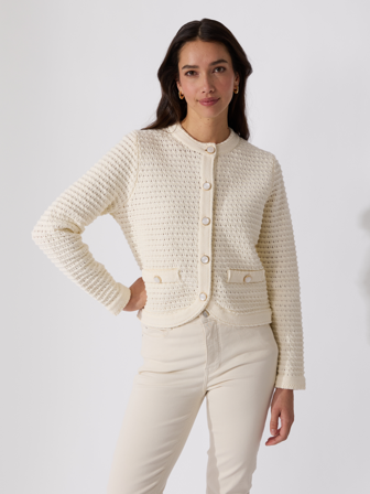 MATCH - Ada cardigan - Marie Philippe - Str. XXXL - Dame - Gensere & Cardigans - Hvit - 60% bomull, 40% akryl