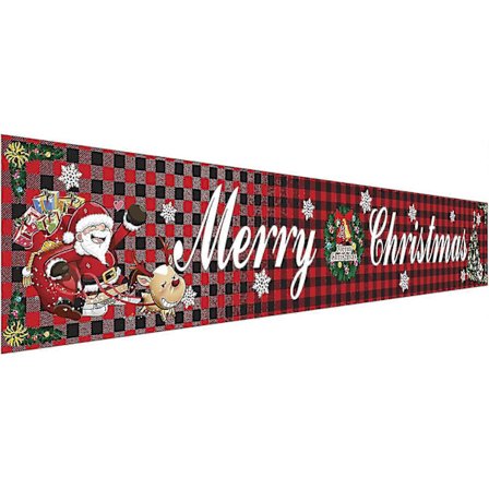Stor "God Jul" Banner - Röd Julskylt Med Snögubbe - Inomhus- och Utomhusdekoration