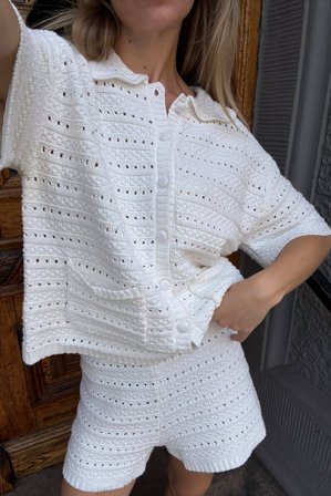 NA-KD gehäkelte Strickshorts - Sommerset - OffWeiß - L (EU 42-44)