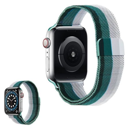 Apple Watch 40 mm klockarmband med regnbågslinje - Silver / Vit / Grön / Svart