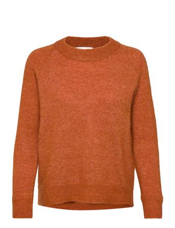 Slflulu Ls Knit O-Neck Orange Selected Femme