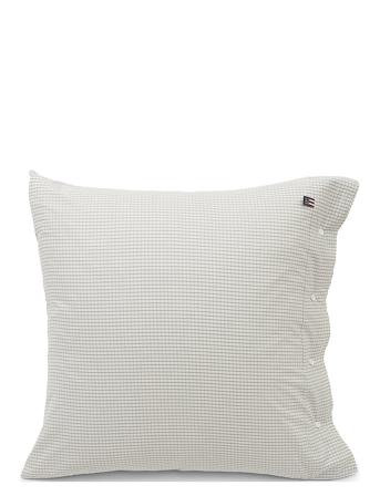 White/Gray Checked Cotton Poplin Pillowcase Home Textiles Bedtextiles Pillow Cases Grå Lexington Home