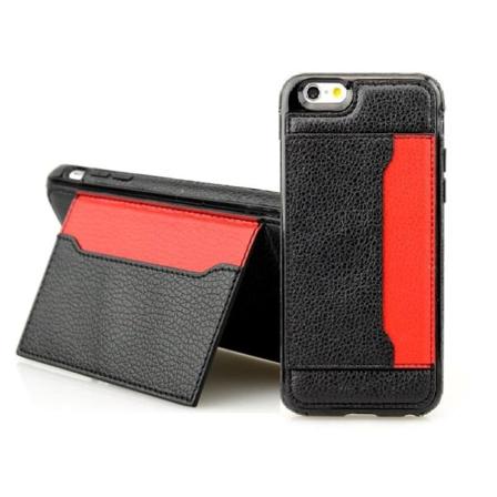 iPhone 6 / 6s - PU läder Plånboksfodral med inbyggt ställ -Svart Svart