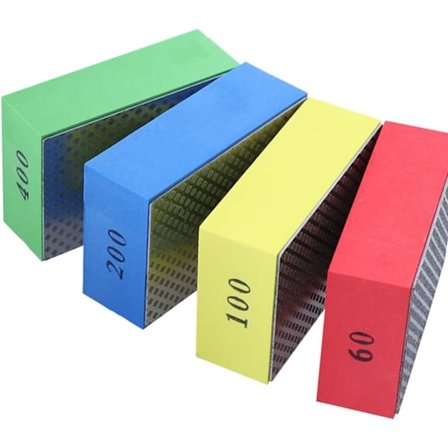 4 stk. Diamant Håndpoleringspuder til Slibning af Keramiske Fliser Glas Slibeklodser 60#, 100#, 200#, 400#