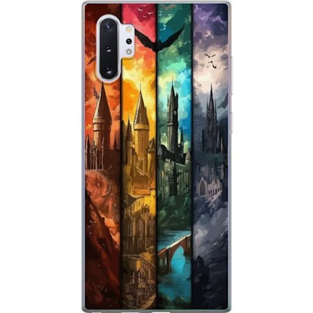 Kompatibelt Mobilskal till Samsung Samsung Galaxy Note10+ Fyra magiska slott i olika elementfärger, episk fantasykonst med eld vatten luft och mörke