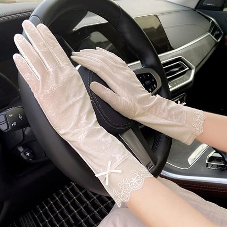 Sommarhandskar för kvinnor, tunna solskyddshandskar, solskydd, UV-skydd, is-silke, medellånga till långa, halkfria pekskärmshandskar, handskar för 