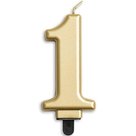 Kakkukynttilä numero kultainen metallinen "0-9" Numero 1